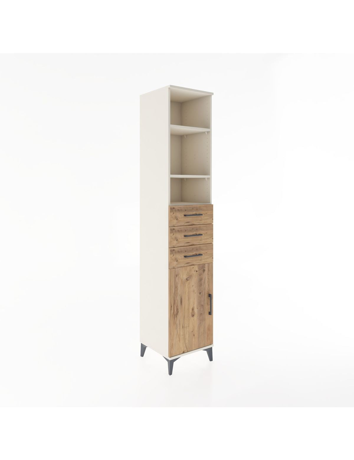 Hyperion Dolap 4 Raflı 3 Çekmeceli Tek Kapaklı 44x44x221 Aytaşı-Çam