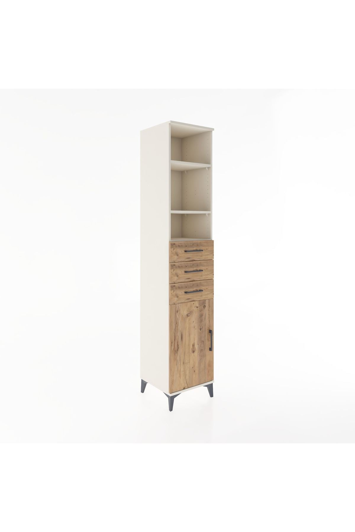 Hyperion Dolap 4 Raflı 3 Çekmeceli Tek Kapaklı 44x44x221 Aytaşı-Çam