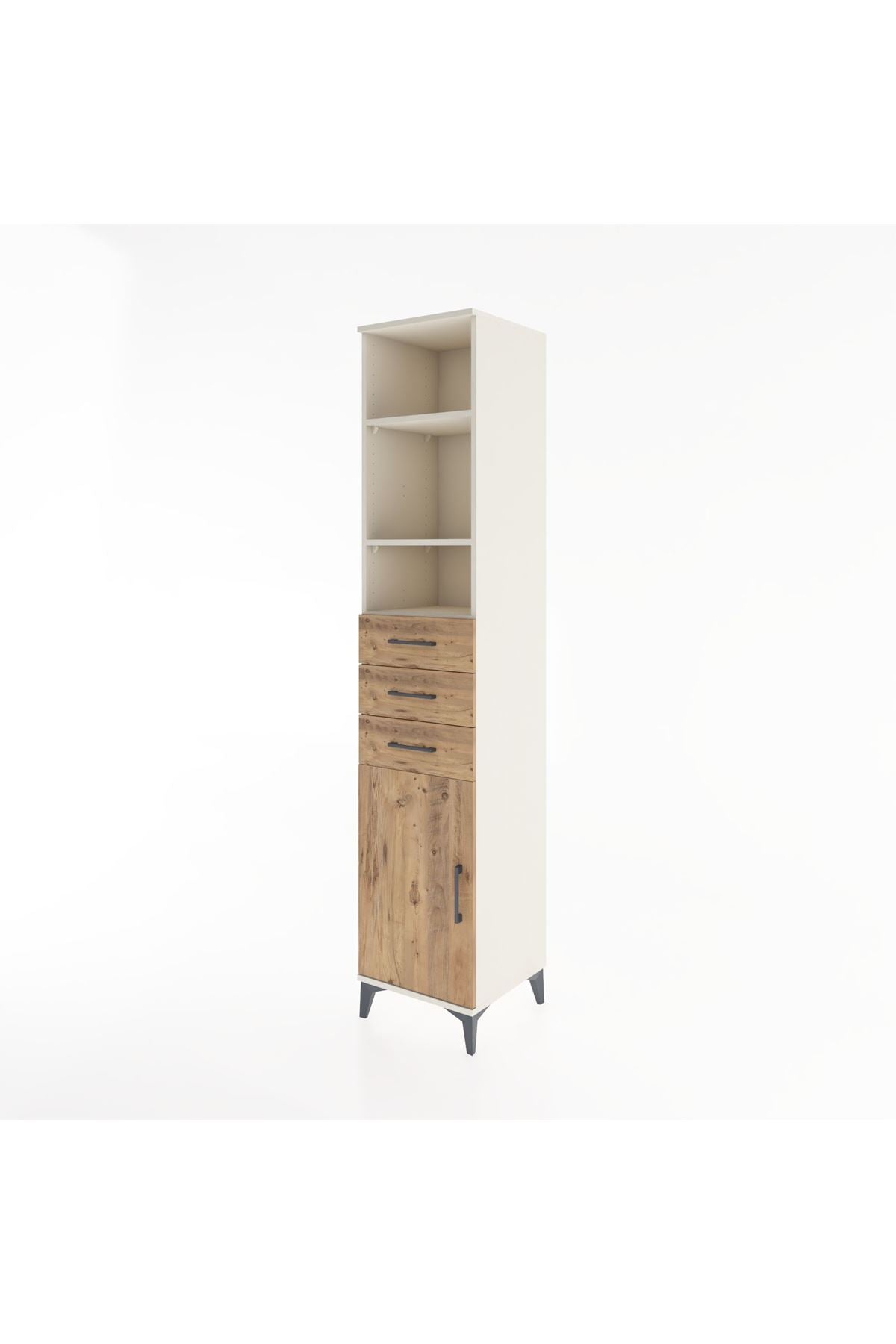 Hyperion Dolap 4 Raflı 3 Çekmeceli Tek Kapaklı 44x44x221 Aytaşı-Çam