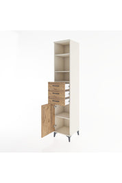 Hyperion Dolap 4 Raflı 3 Çekmeceli Tek Kapaklı 44x44x221 Aytaşı-Çam