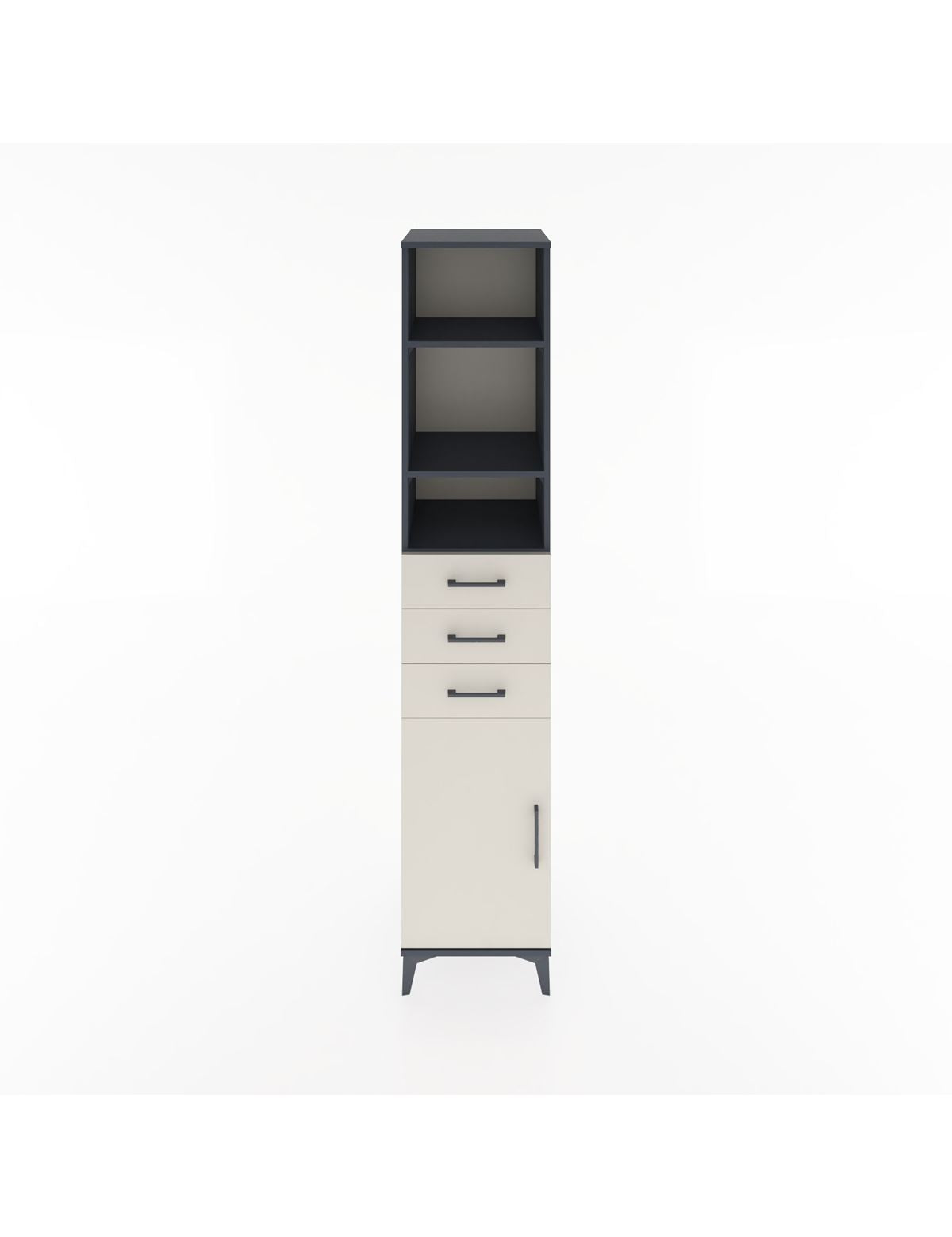 Hyperion Dolap 4 Raflı 3 Çekmeceli Tek Kapaklı 44x44x221 Antrasit-Aytaşı