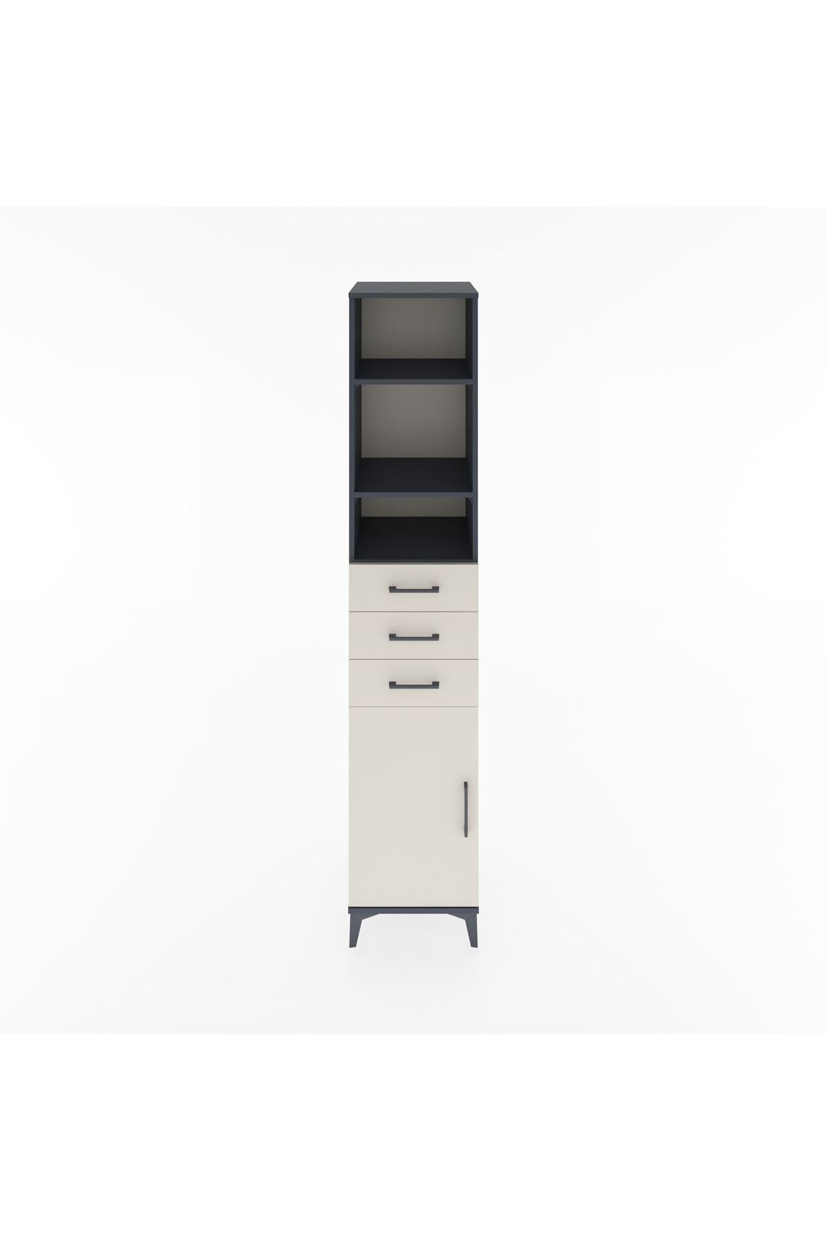 Hyperion Dolap 4 Raflı 3 Çekmeceli Tek Kapaklı 44x44x221 Antrasit-Aytaşı