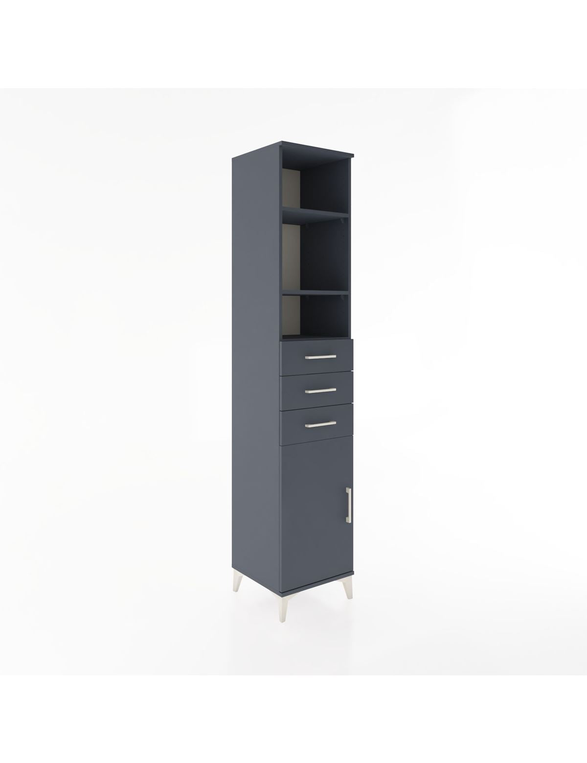 Hyperion Dolap 4 Raflı 3 Çekmeceli Tek Kapaklı 44x44x221 Antrasit-Antrasit