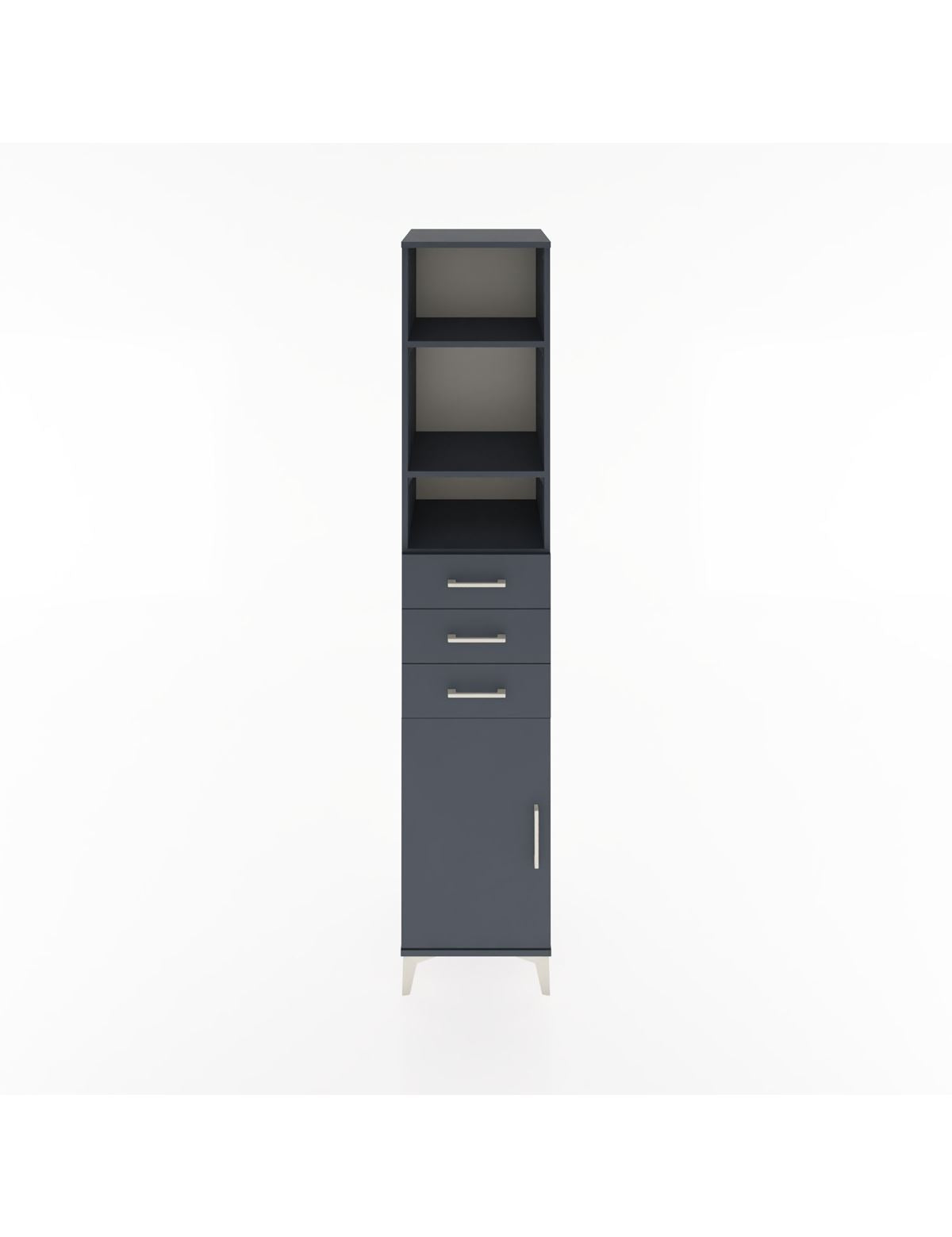 Hyperion Dolap 4 Raflı 3 Çekmeceli Tek Kapaklı 44x44x221 Antrasit-Antrasit
