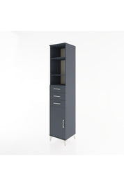 Hyperion Dolap 4 Raflı 3 Çekmeceli Tek Kapaklı 44x44x221 Antrasit-Antrasit