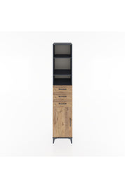 Hyperion Dolap 4 Raflı 3 Çekmeceli Tek Kapaklı 44x44x221 Antrasit-Çam