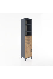 Hyperion Dolap 4 Raflı 3 Çekmeceli Tek Kapaklı 44x44x221 Antrasit-Çam