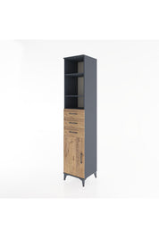 Hyperion Dolap 4 Raflı 3 Çekmeceli Tek Kapaklı 44x44x221 Antrasit-Çam