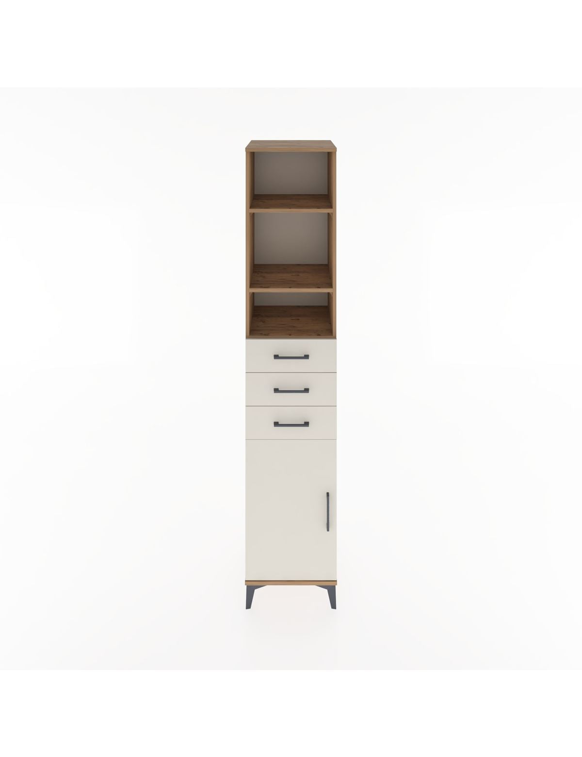 Hyperion Dolap 4 Raflı 3 Çekmeceli Tek Kapaklı 44x44x221 Çam-Aytaşı