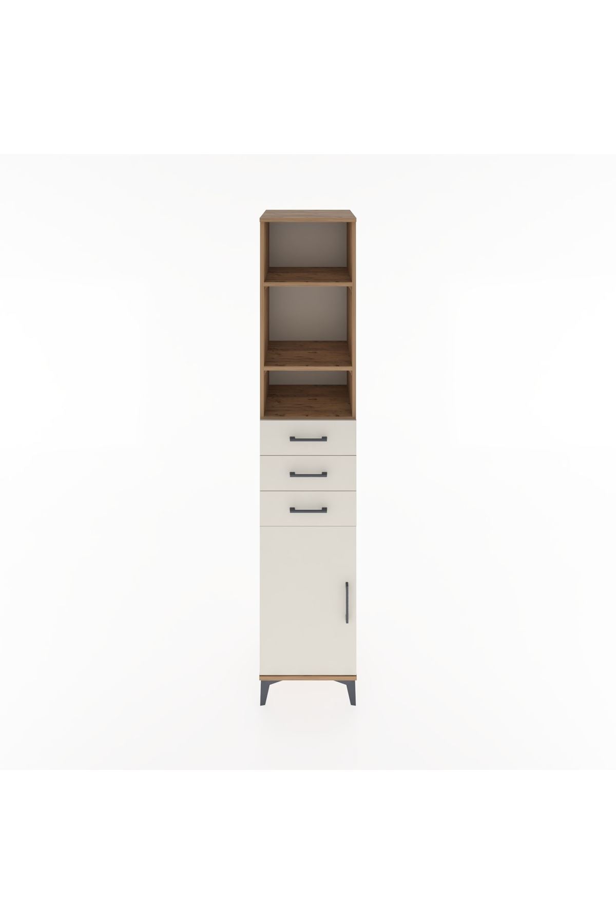 Hyperion Dolap 4 Raflı 3 Çekmeceli Tek Kapaklı 44x44x221 Çam-Aytaşı