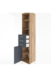 Hyperion Dolap 4 Raflı 3 Çekmeceli Tek Kapaklı 44x44x221 Çam-Antrasit