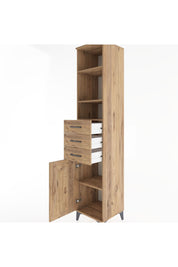 Hyperion Dolap 4 Raflı 3 Çekmeceli Tek Kapaklı 44x44x221 Çam-Çam