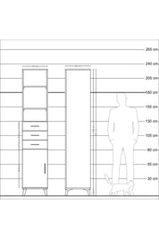 Hyperion Dolap 4 Raflı 3 Çekmeceli Tek Kapaklı 44x44x221 Çam-Çam