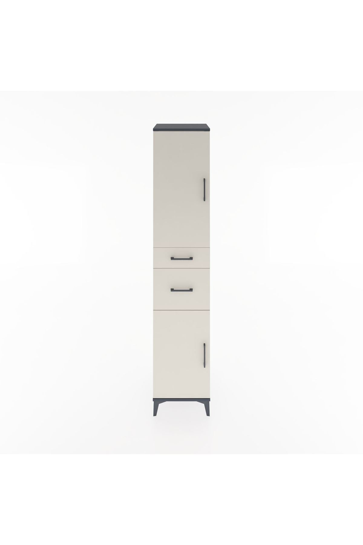 Hyperion Dolap 4 Raflı 2 Çekmeceli 2 Kapaklı 44x44x221 Antrasit-Aytaşı