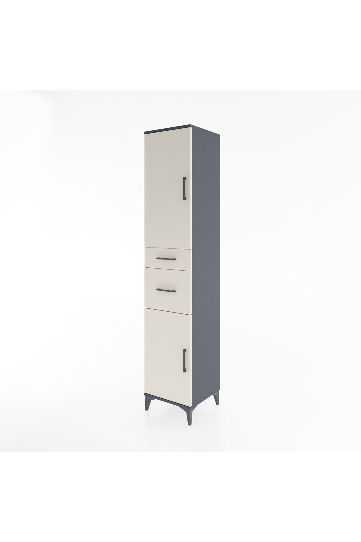Hyperion Dolap 4 Raflı 2 Çekmeceli 2 Kapaklı 44x44x221 Antrasit-Aytaşı