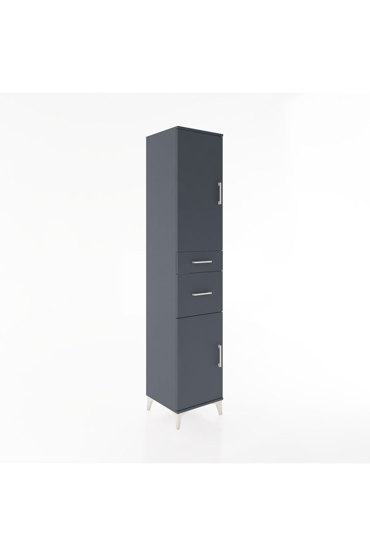 Hyperion Dolap 4 Raflı 2 Çekmeceli 2 Kapaklı 44x44x221 Antrasit-Antrasit