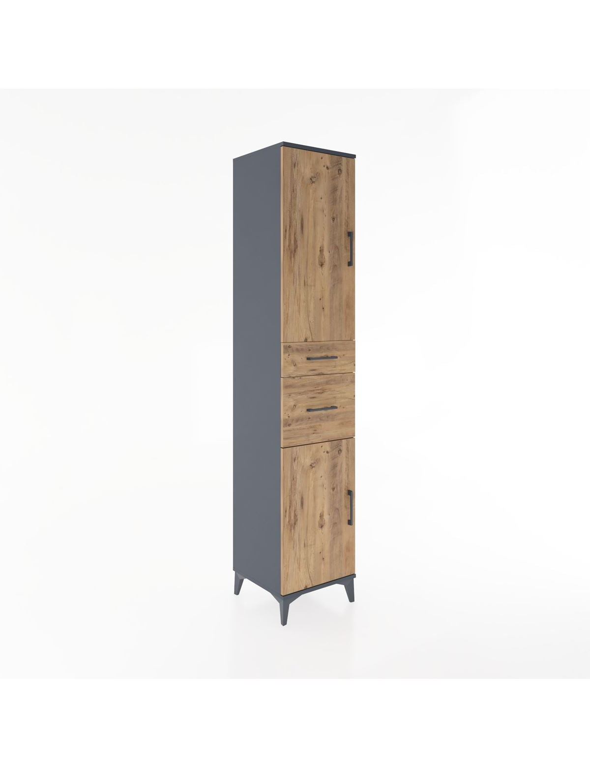Hyperion Dolap 4 Raflı 2 Çekmeceli 2 Kapaklı 44x44x221 Antrasit-Çam