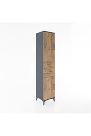 Hyperion Dolap 4 Raflı 2 Çekmeceli 2 Kapaklı 44x44x221 Antrasit-Çam
