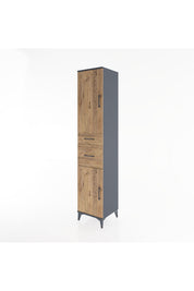 Hyperion Dolap 4 Raflı 2 Çekmeceli 2 Kapaklı 44x44x221 Antrasit-Çam