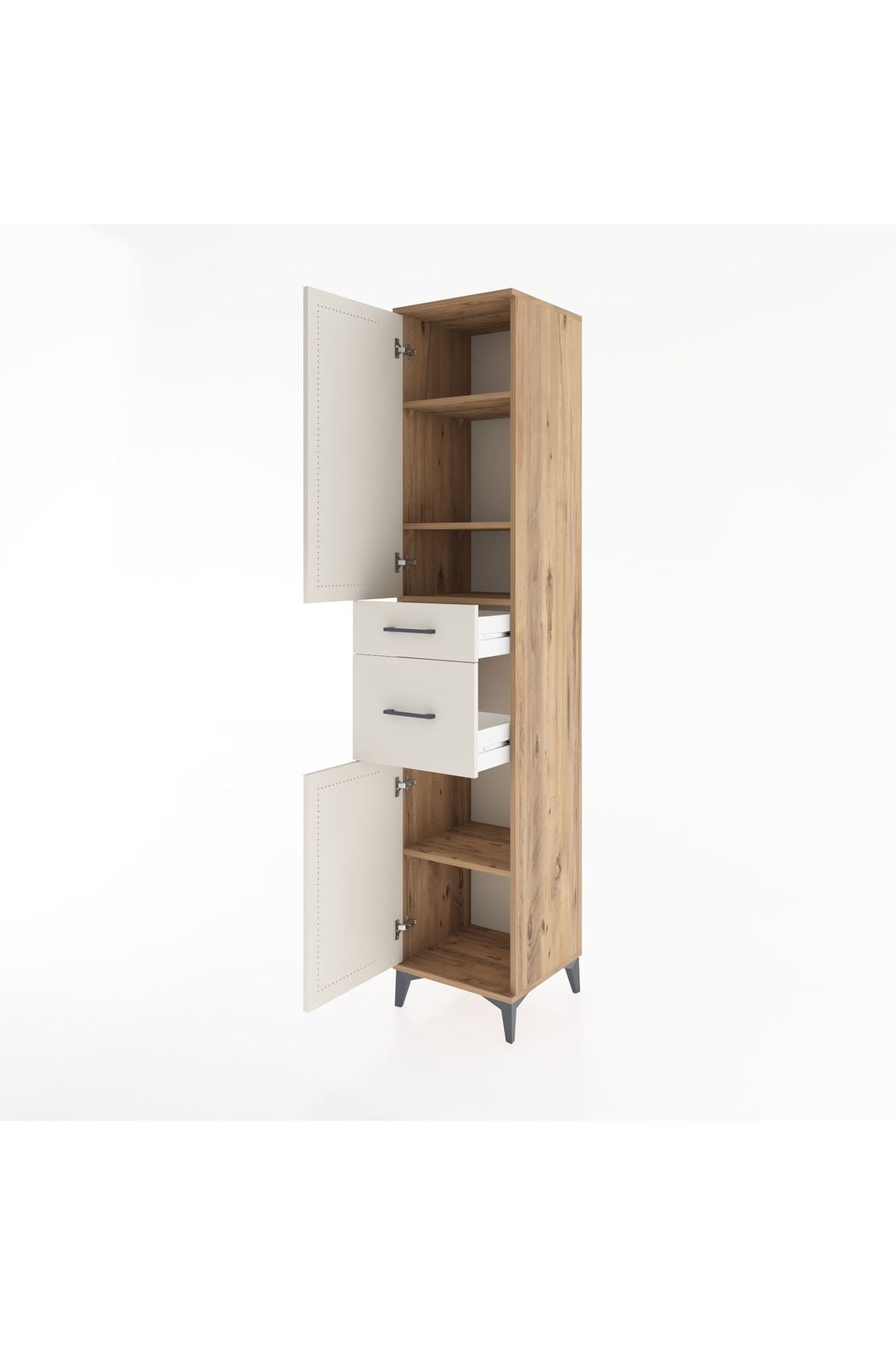 Hyperion Dolap 4 Raflı 2 Çekmeceli 2 Kapaklı 44x44x221 Çam-Aytaşı
