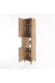 Hyperion Dolap 4 Raflı 2 Çekmeceli 2 Kapaklı 44x44x221 Çam-Çam