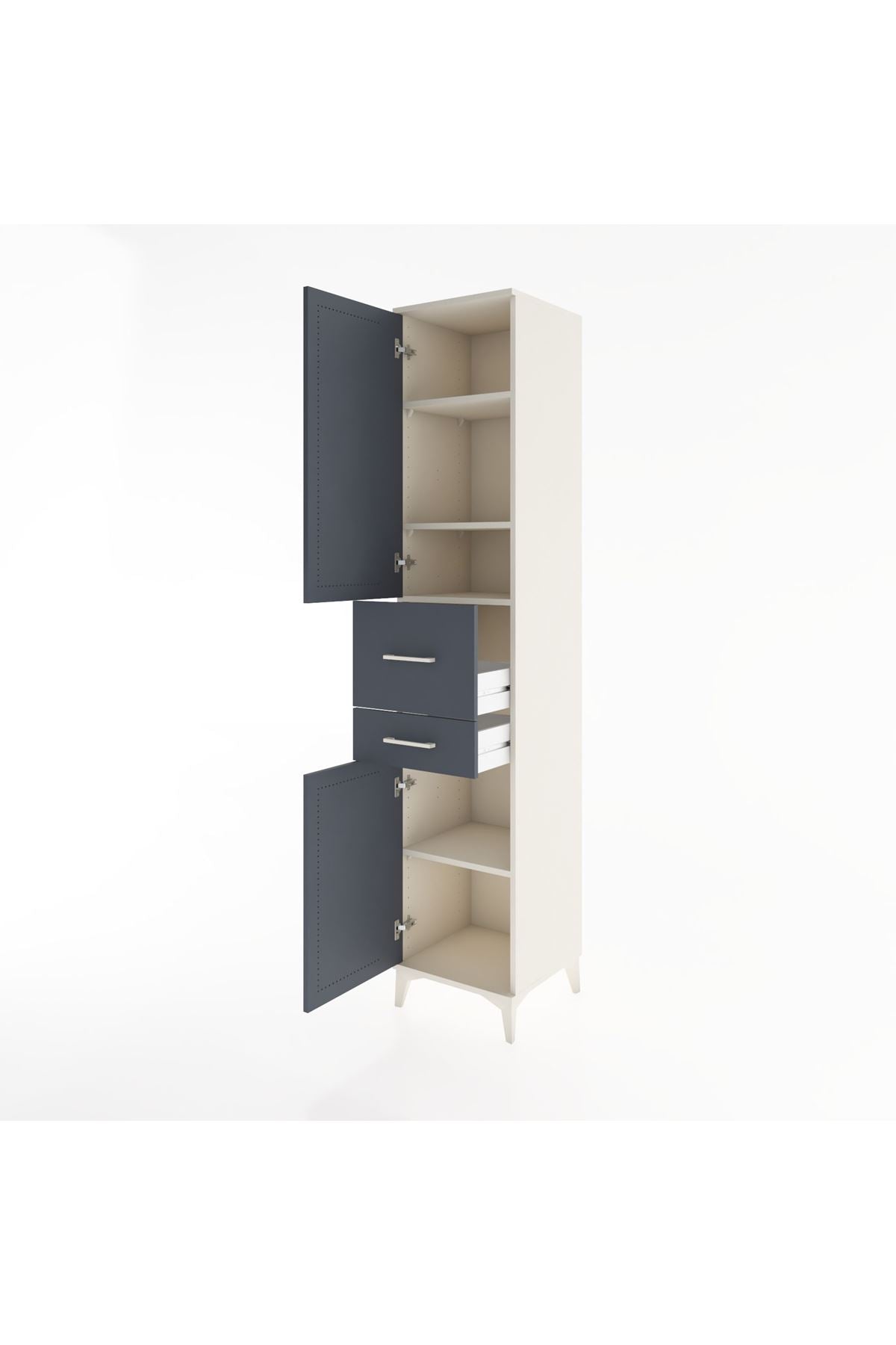Hyperion Dolap 4 Raflı 2 Çekmeceli 2 Kapaklı 44x44x221 Aytaşı-Antrasit