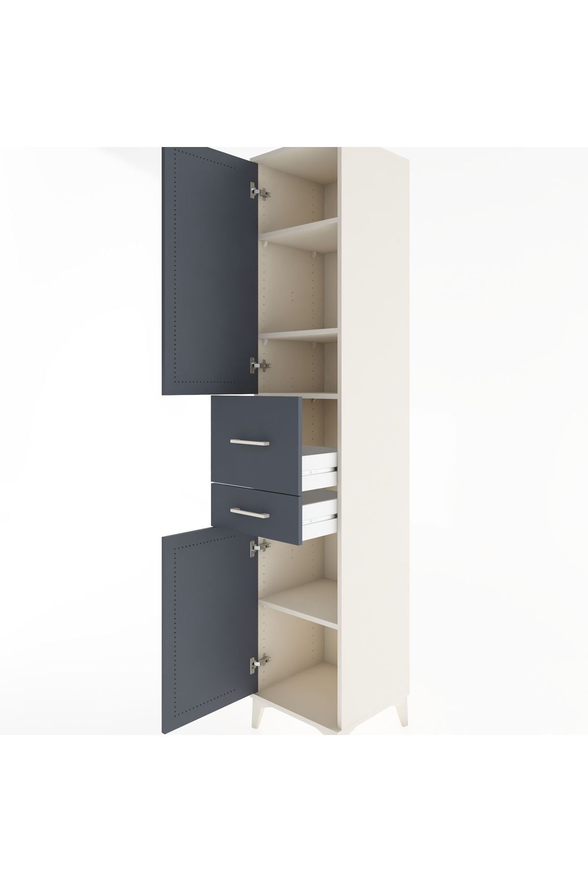 Hyperion Dolap 4 Raflı 2 Çekmeceli 2 Kapaklı 44x44x221 Aytaşı-Antrasit