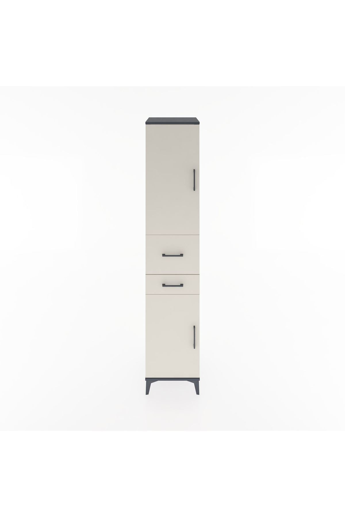 Hyperion Dolap 4 Raflı 2 Çekmeceli 2 Kapaklı 44x44x221 Antrasit-Aytaşı