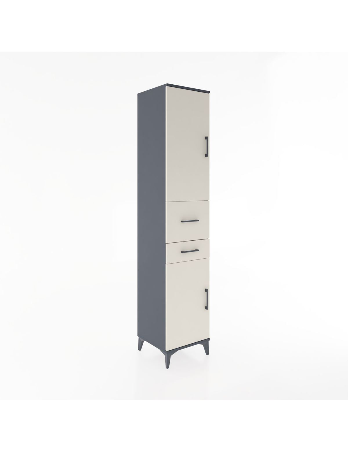Hyperion Dolap 4 Raflı 2 Çekmeceli 2 Kapaklı 44x44x221 Antrasit-Aytaşı