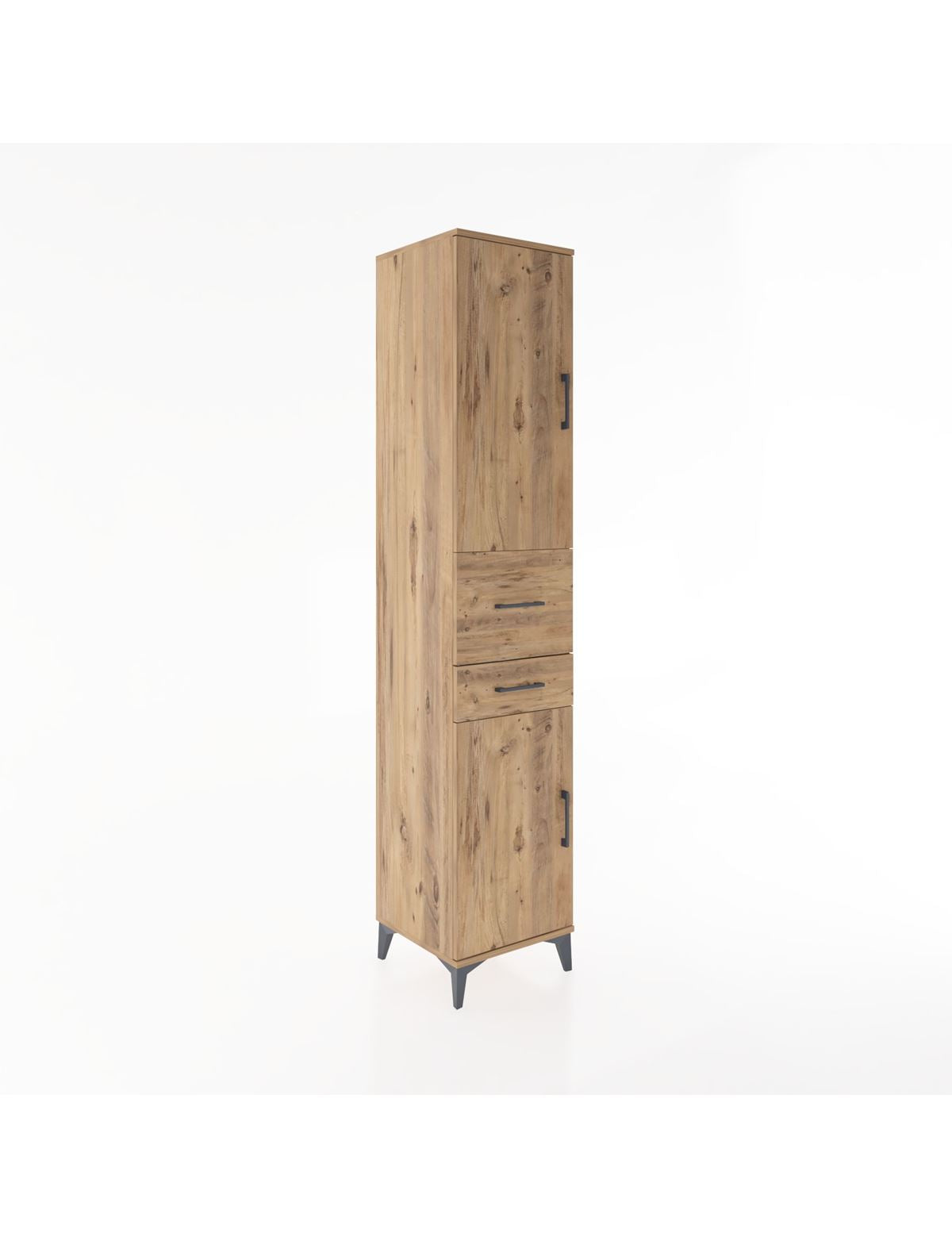 Hyperion Dolap 4 Raflı 2 Çekmeceli 2 Kapaklı 44x44x221 Çam-Çam
