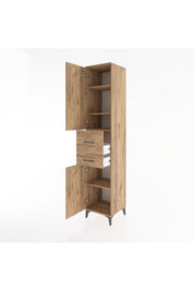 Hyperion Dolap 4 Raflı 2 Çekmeceli 2 Kapaklı 44x44x221 Çam-Çam
