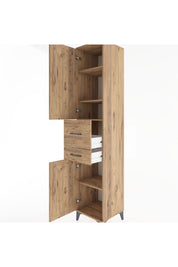 Hyperion Dolap 4 Raflı 2 Çekmeceli 2 Kapaklı 44x44x221 Çam-Çam