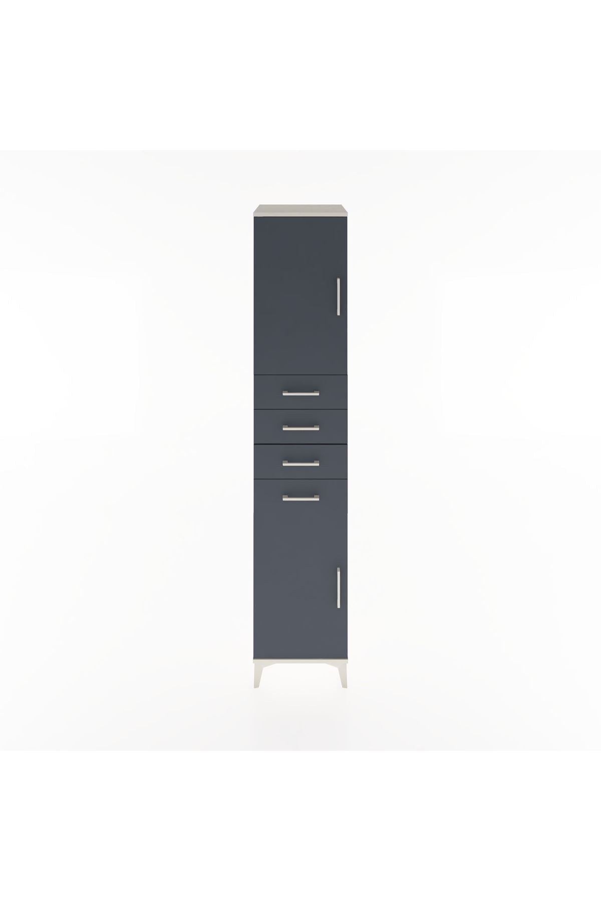 Hyperion Dolap 3 Raflı 4 Çekmeceli 2 Kapaklı 44x44x221 Aytaşı-Antrasit