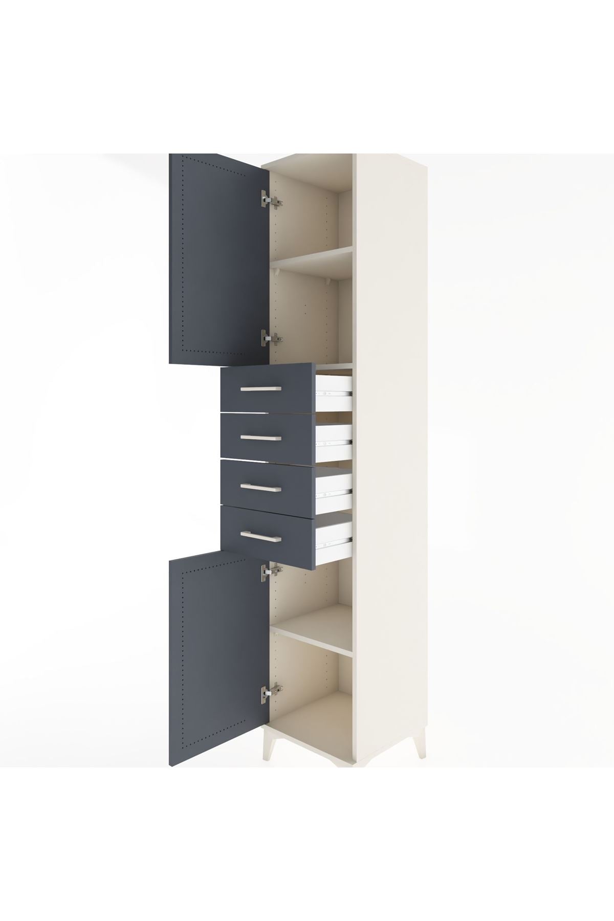 Hyperion Dolap 3 Raflı 4 Çekmeceli 2 Kapaklı 44x44x221 Aytaşı-Antrasit