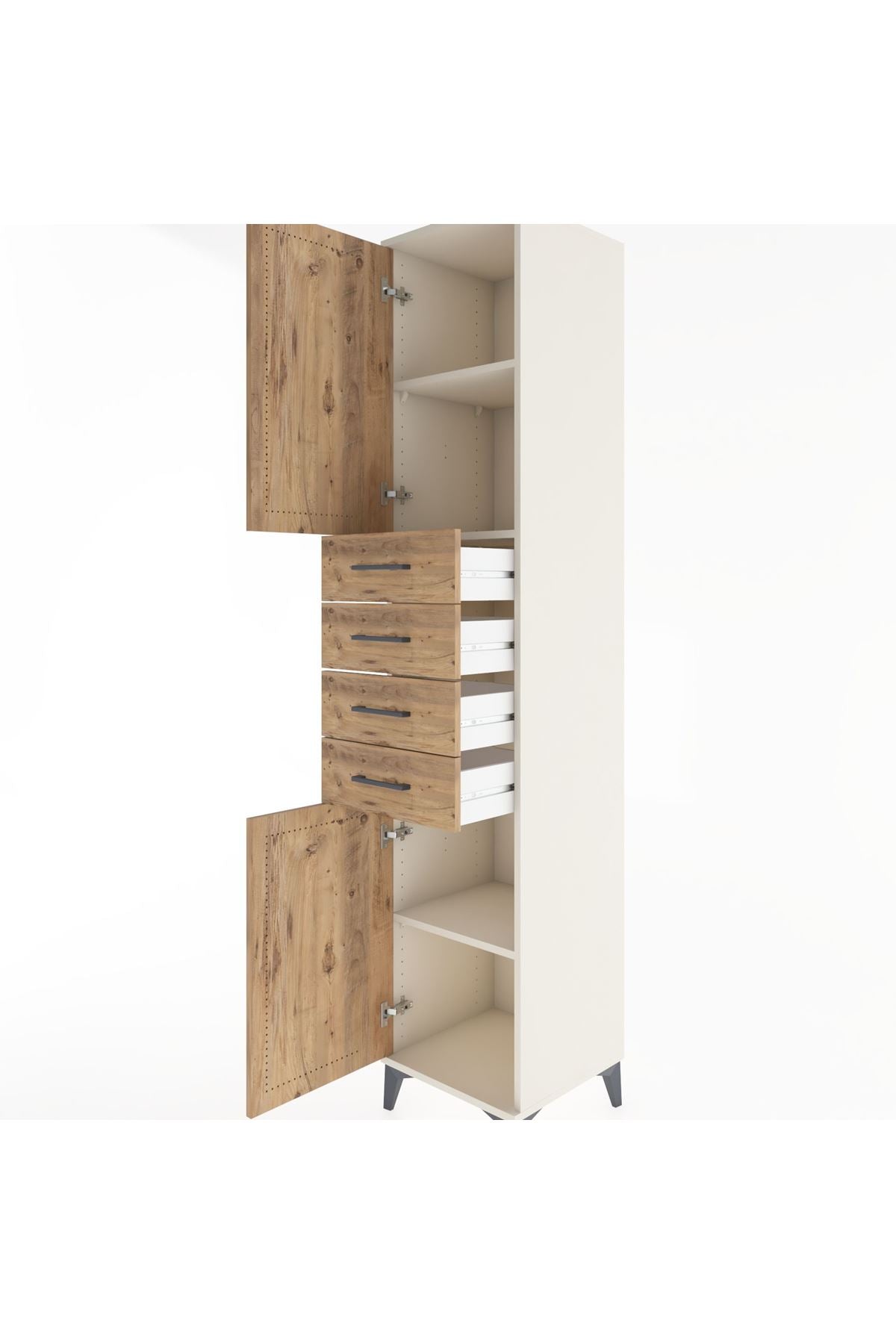 Hyperion Dolap 3 Raflı 4 Çekmeceli 2 Kapaklı 44x44x221 Aytaşı-Çam