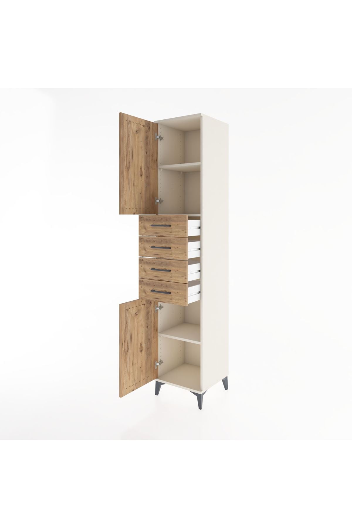 Hyperion Dolap 3 Raflı 4 Çekmeceli 2 Kapaklı 44x44x221 Aytaşı-Çam