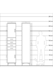Hyperion Dolap 3 Raflı 4 Çekmeceli 2 Kapaklı 44x44x221 Aytaşı-Çam