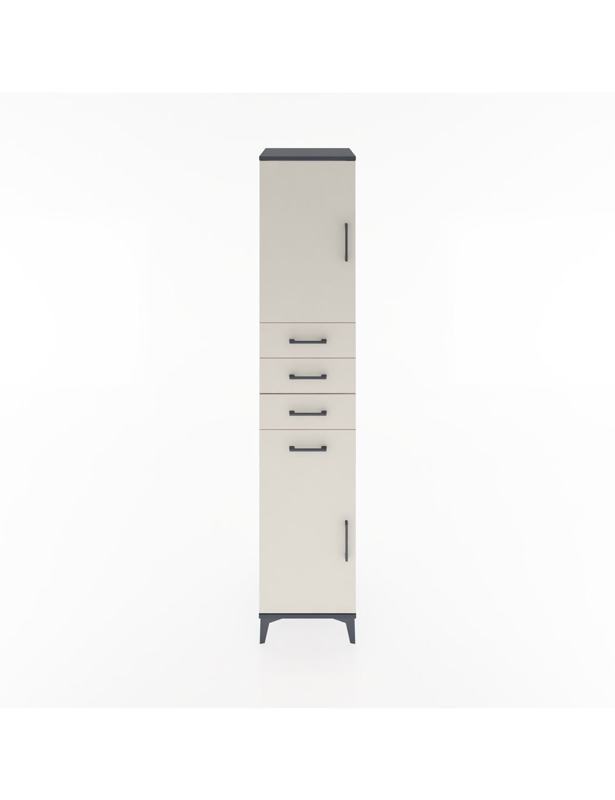 Hyperion Dolap 3 Raflı 4 Çekmeceli 2 Kapaklı 44x44x221 Antrasit-Aytaşı