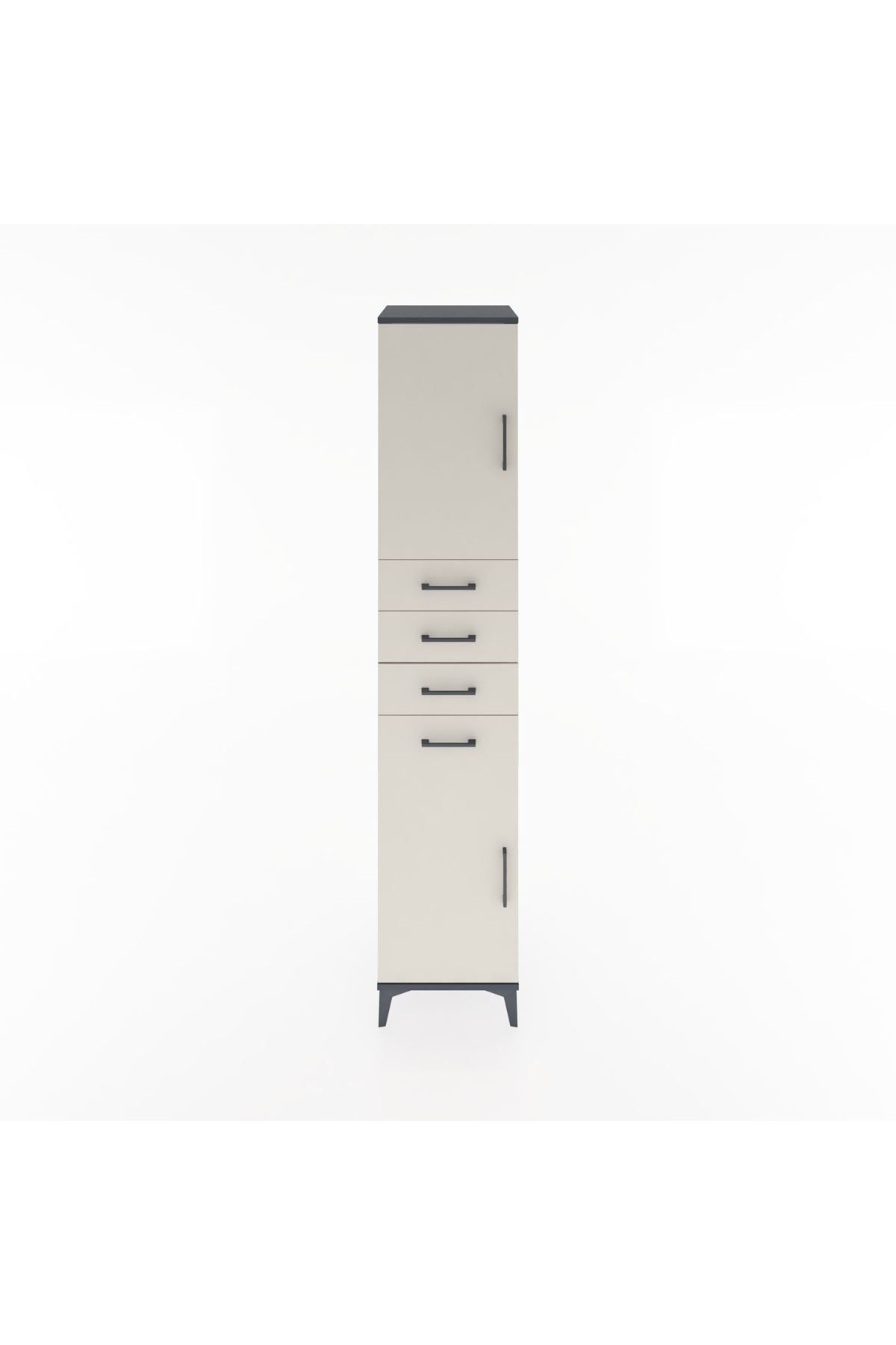 Hyperion Dolap 3 Raflı 4 Çekmeceli 2 Kapaklı 44x44x221 Antrasit-Aytaşı