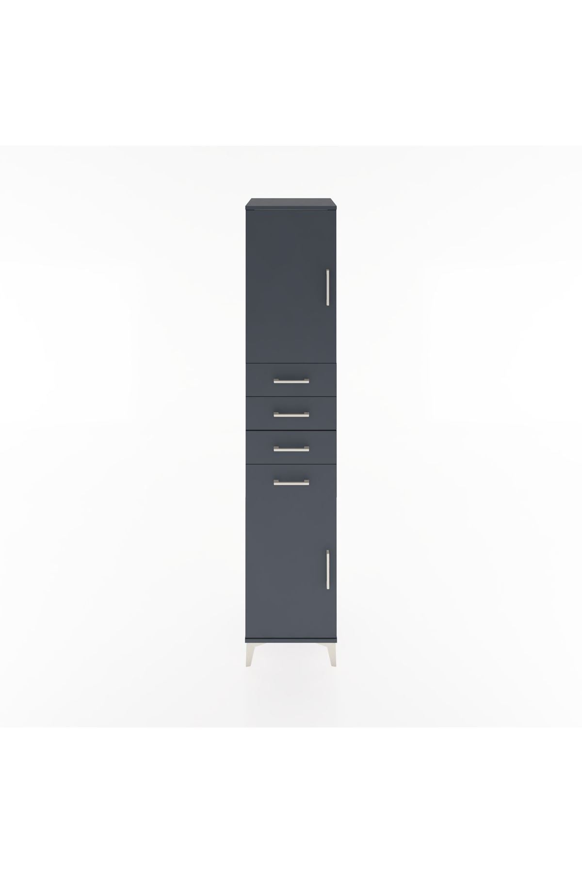 Hyperion Dolap 3 Raflı 4 Çekmeceli 2 Kapaklı 44x44x221 Antrasit-Antrasit