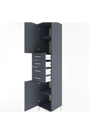 Hyperion Dolap 3 Raflı 4 Çekmeceli 2 Kapaklı 44x44x221 Antrasit-Antrasit