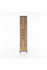 Hyperion Dolap 3 Raflı 4 Çekmeceli 2 Kapaklı 44x44x221 Antrasit-Çam