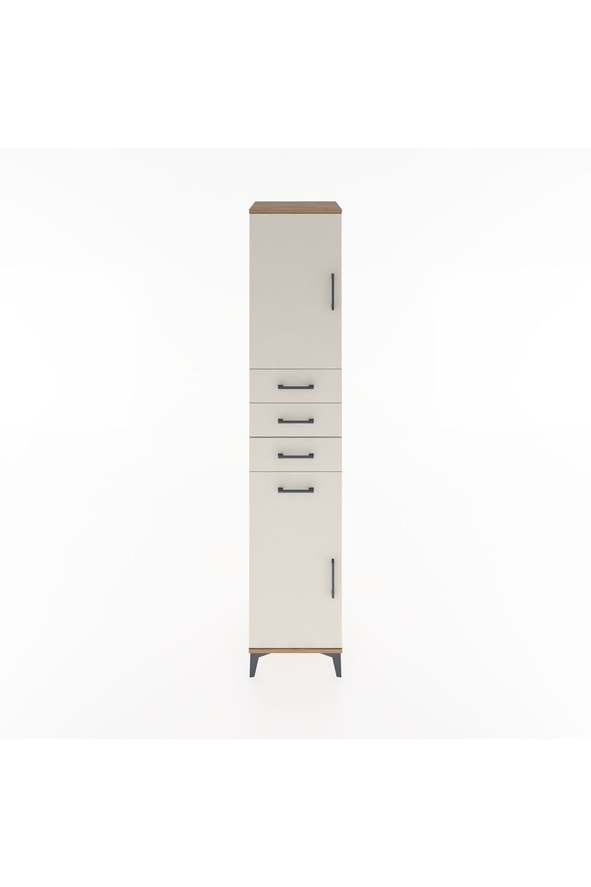 Hyperion Dolap 3 Raflı 4 Çekmeceli 2 Kapaklı 44x44x221 Çam-Aytaşı