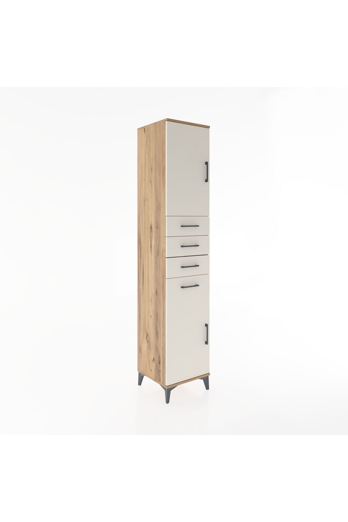 Hyperion Dolap 3 Raflı 4 Çekmeceli 2 Kapaklı 44x44x221 Çam-Aytaşı