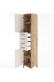 Hyperion Dolap 3 Raflı 4 Çekmeceli 2 Kapaklı 44x44x221 Çam-Aytaşı
