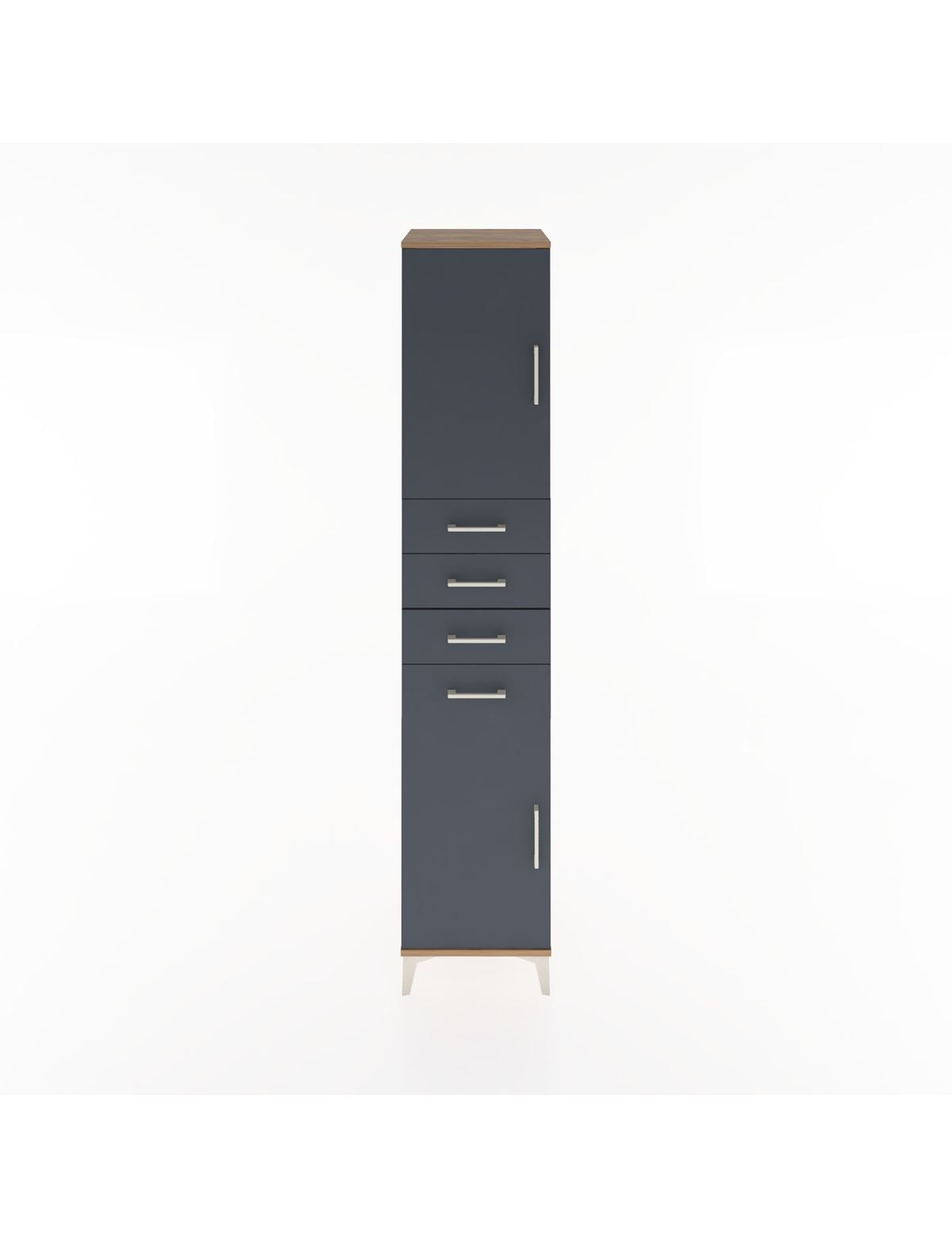 Hyperion Dolap 3 Raflı 4 Çekmeceli 2 Kapaklı 44x44x221 Çam-Antrasit