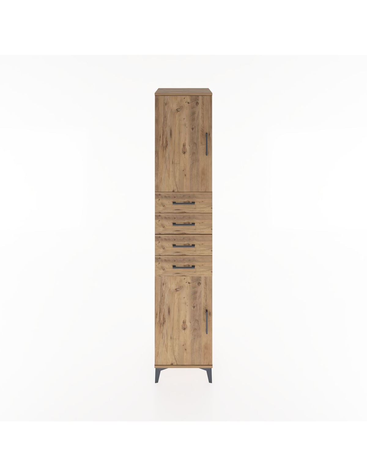 Hyperion Dolap 3 Raflı 4 Çekmeceli 2 Kapaklı 44x44x221 Çam-Çam