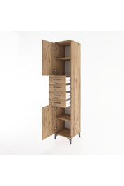 Hyperion Dolap 3 Raflı 4 Çekmeceli 2 Kapaklı 44x44x221 Çam-Çam