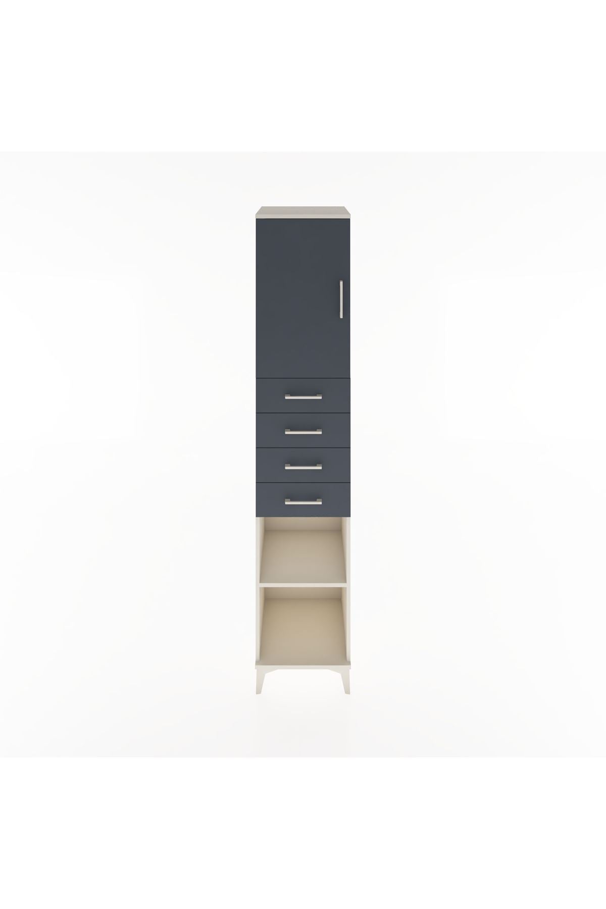 Hyperion Dolap 3 Raflı 4 Çekmeceli Tek Kapaklı 44x44x221 Aytaşı-Antrasit