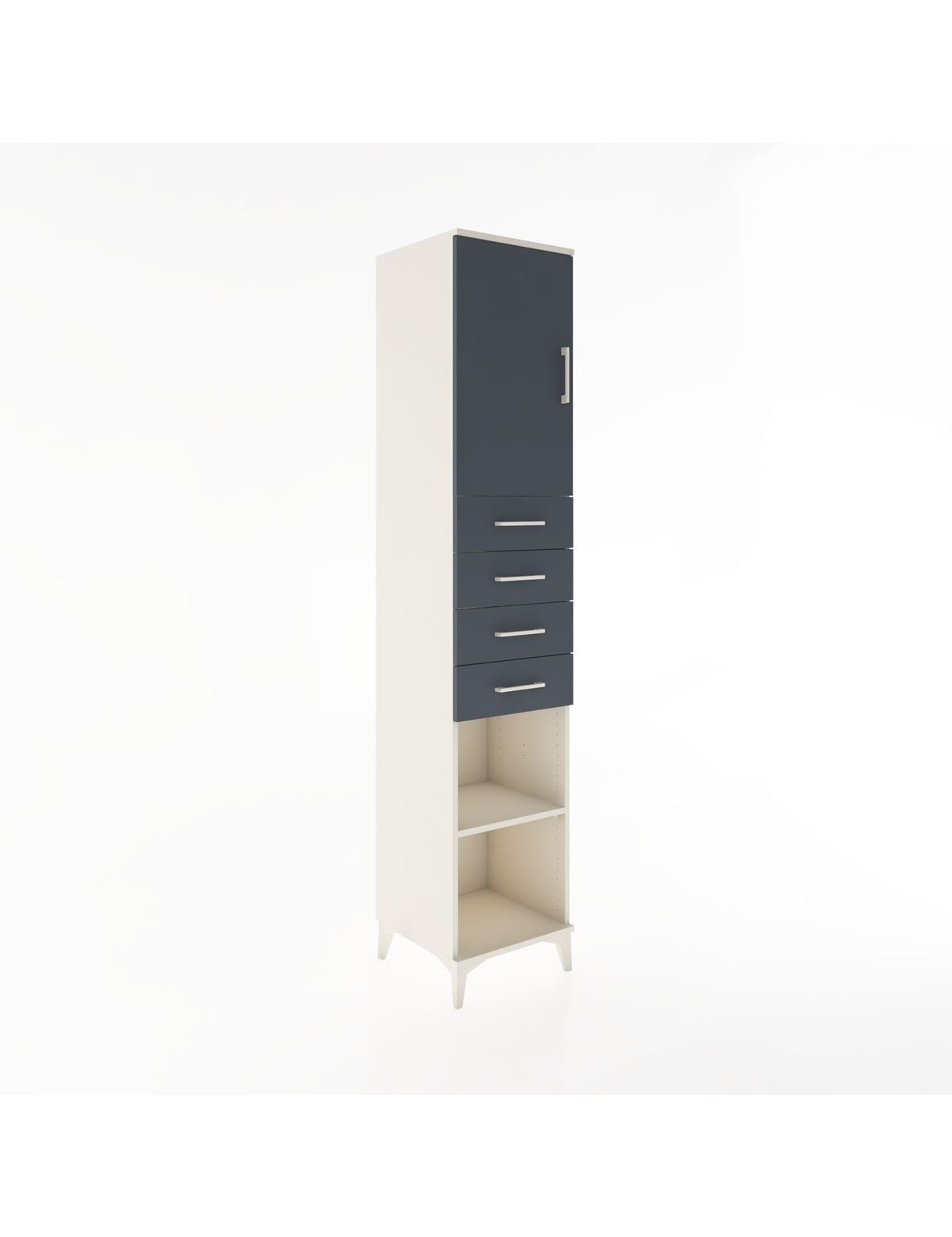 Hyperion Dolap 3 Raflı 4 Çekmeceli Tek Kapaklı 44x44x221 Aytaşı-Antrasit